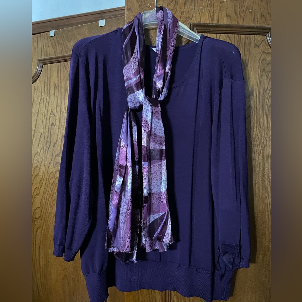 Nygard knit top long sleeve with scarf